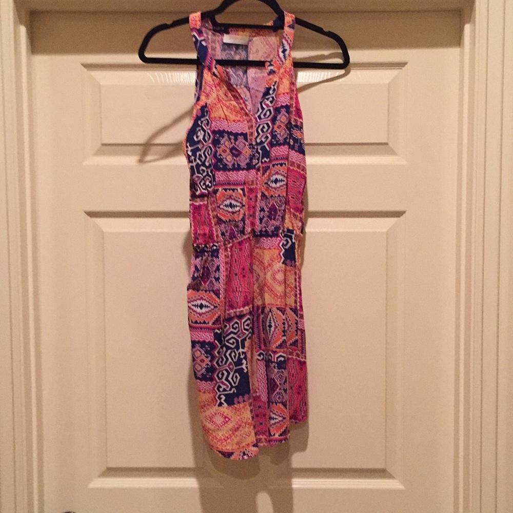 Pink print crepe sun dress